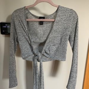 Long sleeve crop top with ties